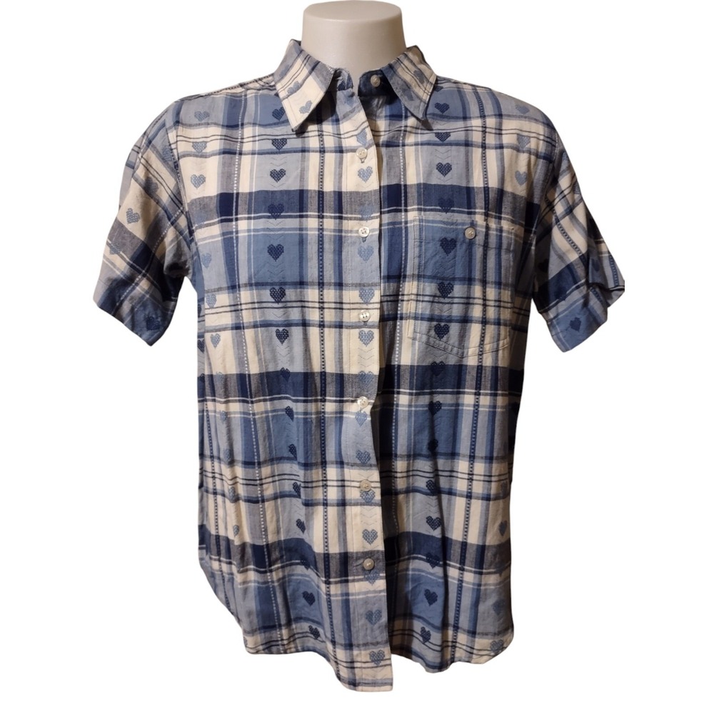 Fashion Bug Shirt Women's 14/16W Plaid Embroidered Short Sleeve  Button Down Top